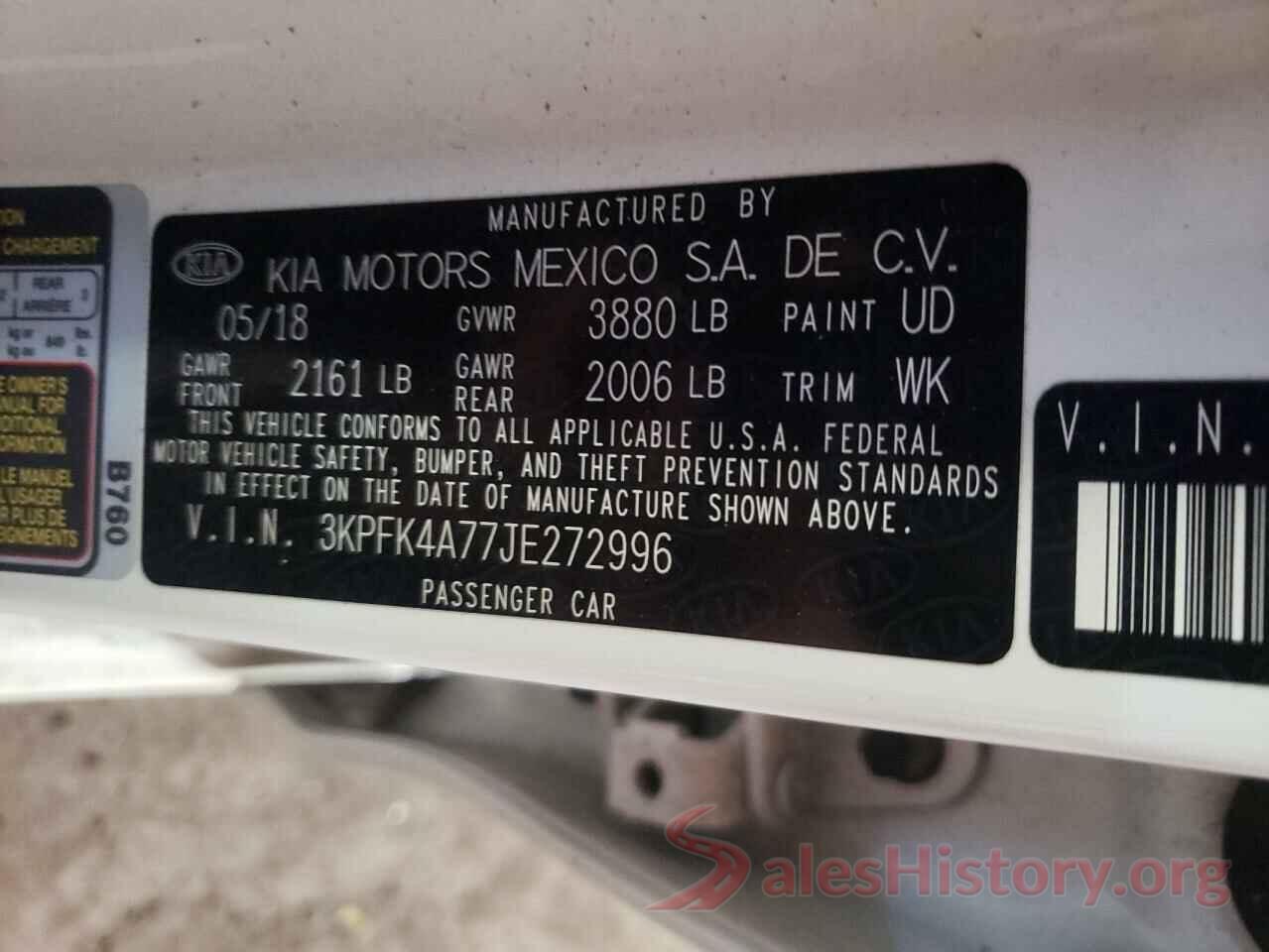 3KPFK4A77JE272996 2018 KIA FORTE