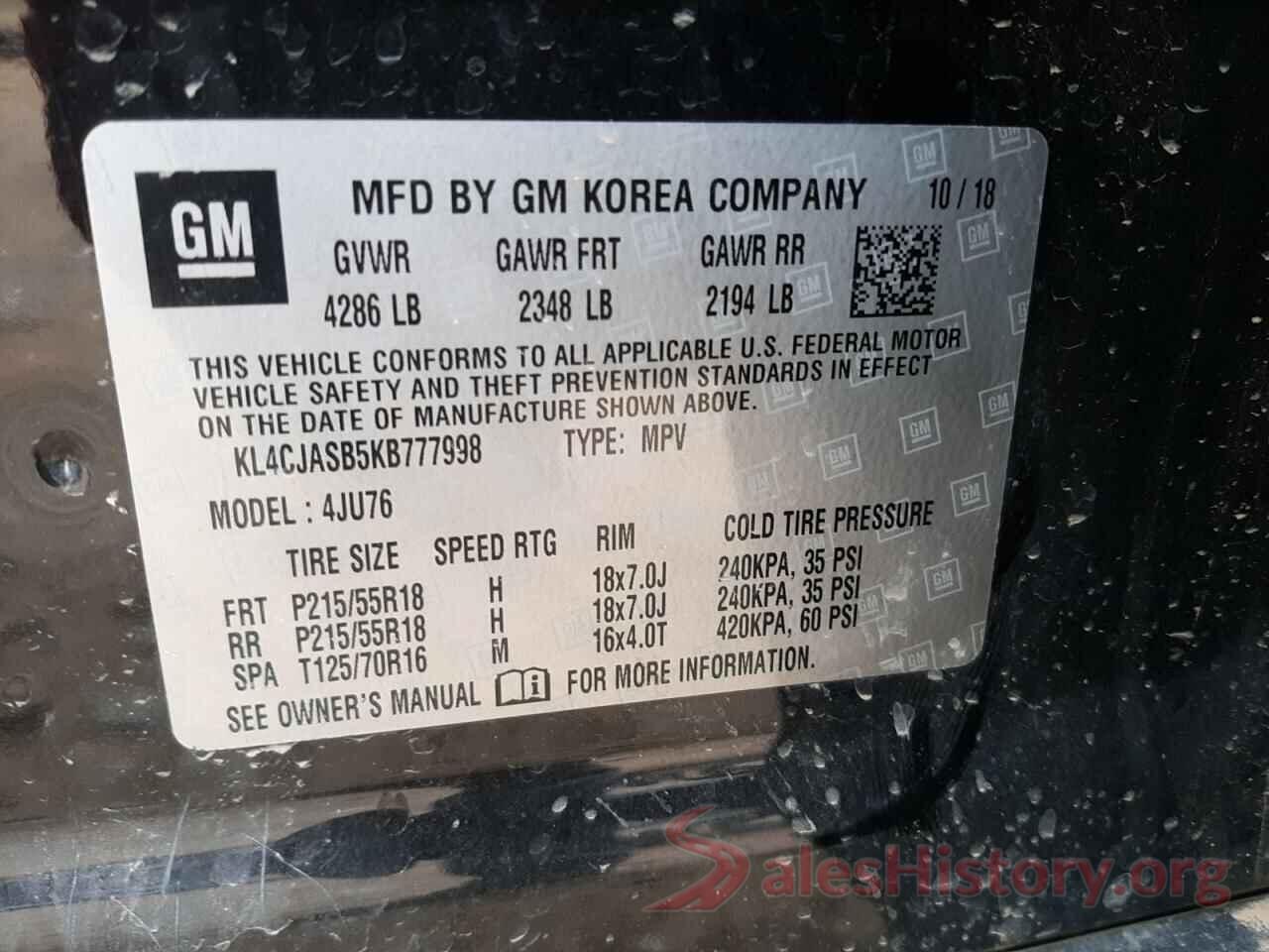 KL4CJASB5KB777998 2019 BUICK ENCORE