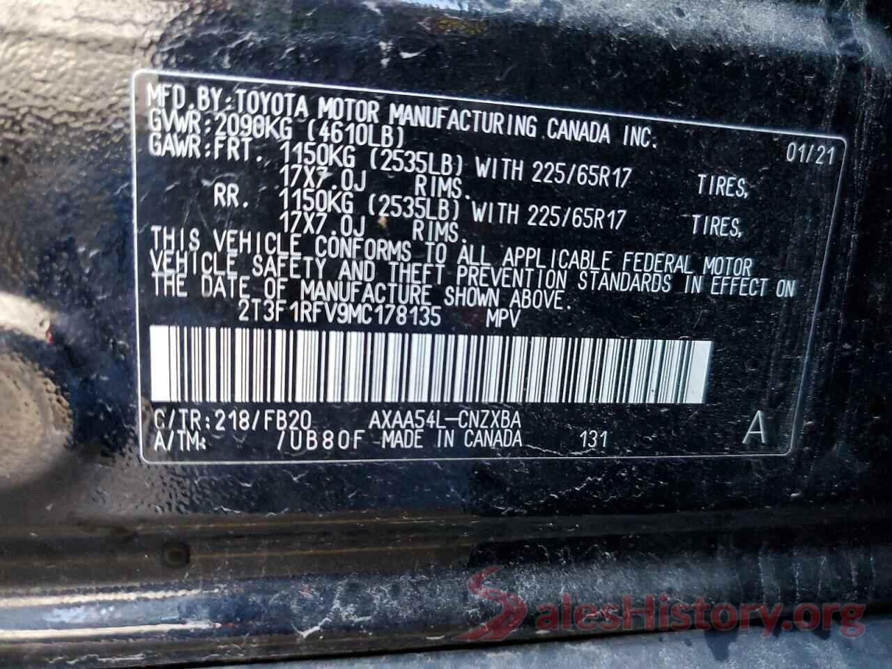 2T3F1RFV9MC178135 2021 TOYOTA RAV4