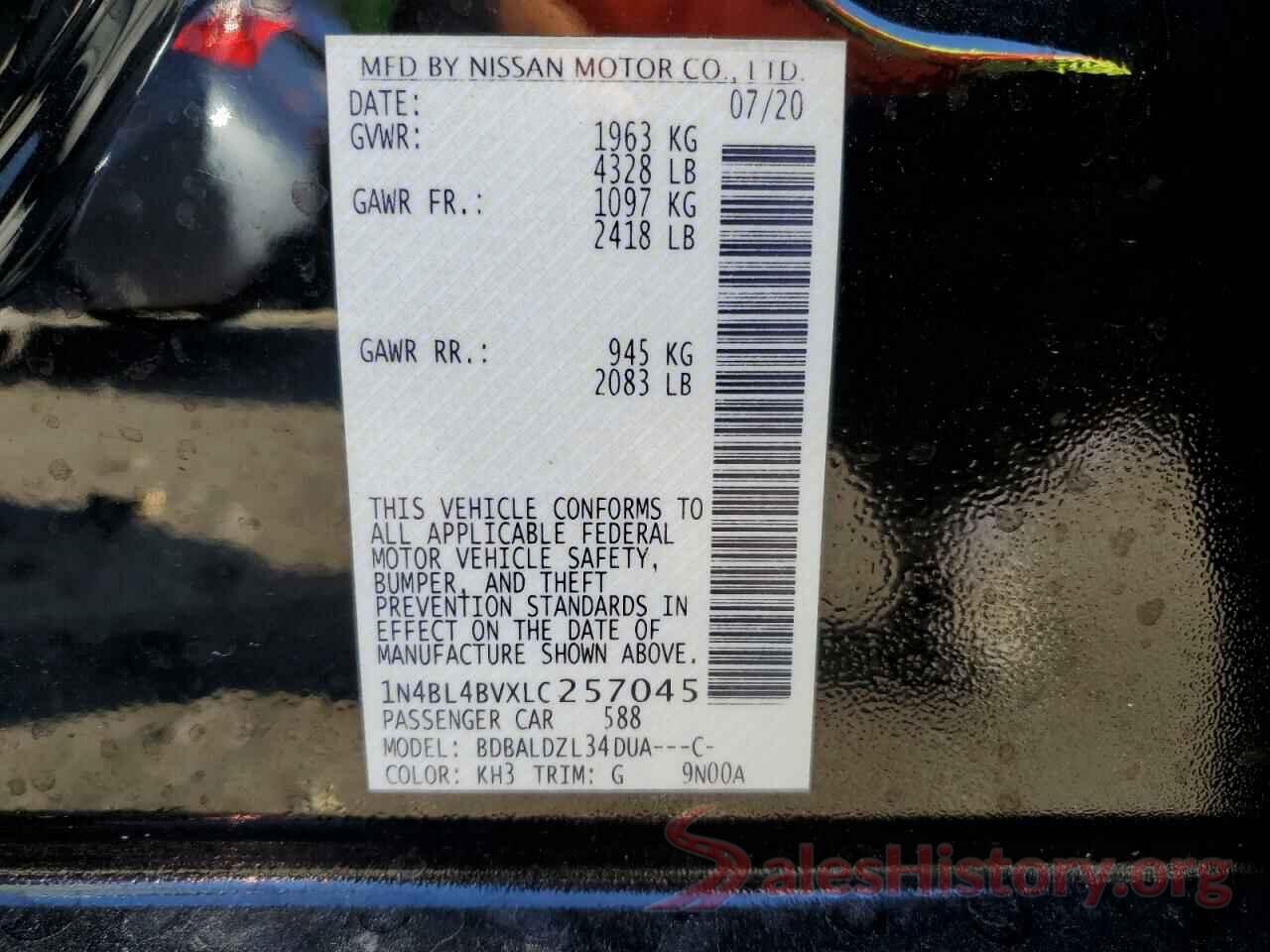 1N4BL4BVXLC257045 2020 NISSAN ALTIMA