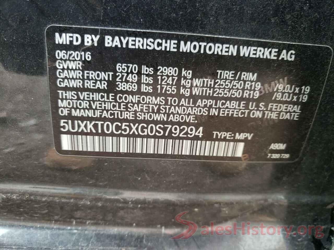 5UXKT0C5XG0S79294 2016 BMW X5