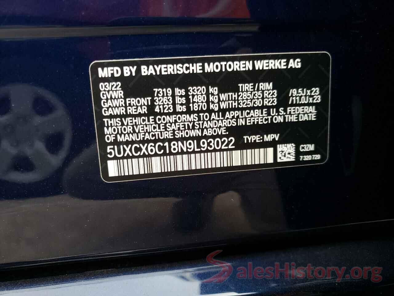 5UXCX6C18N9L93022 2022 BMW X7