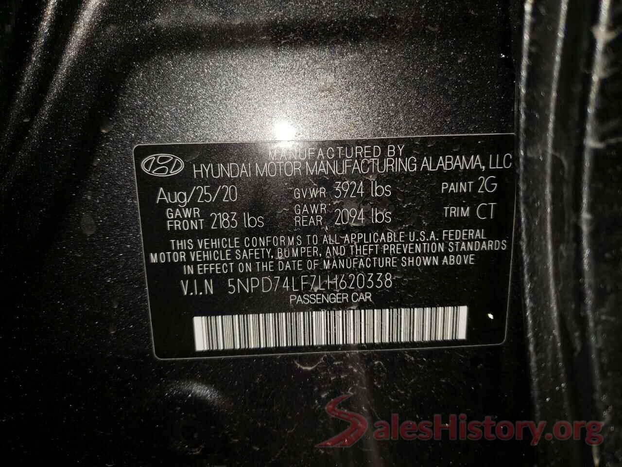 5NPD74LF7LH620338 2020 HYUNDAI ELANTRA