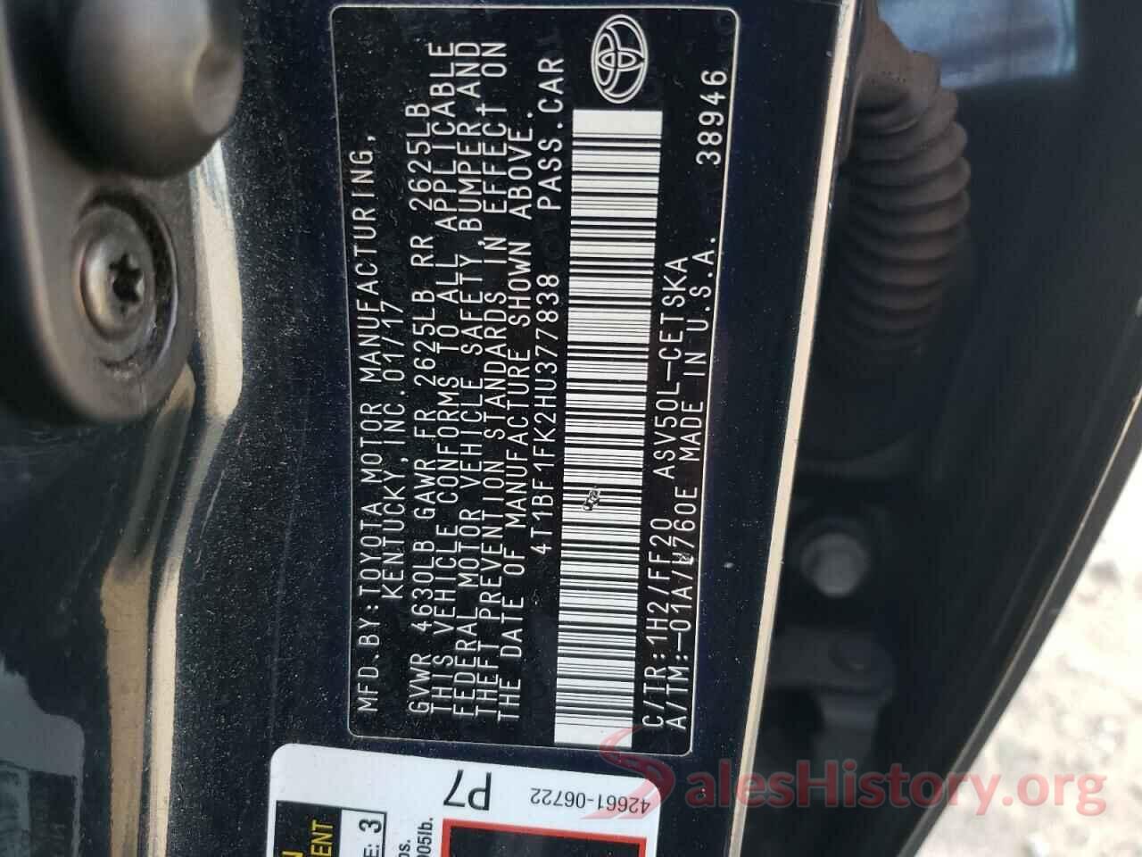 4T1BF1FK2HU377838 2017 TOYOTA CAMRY