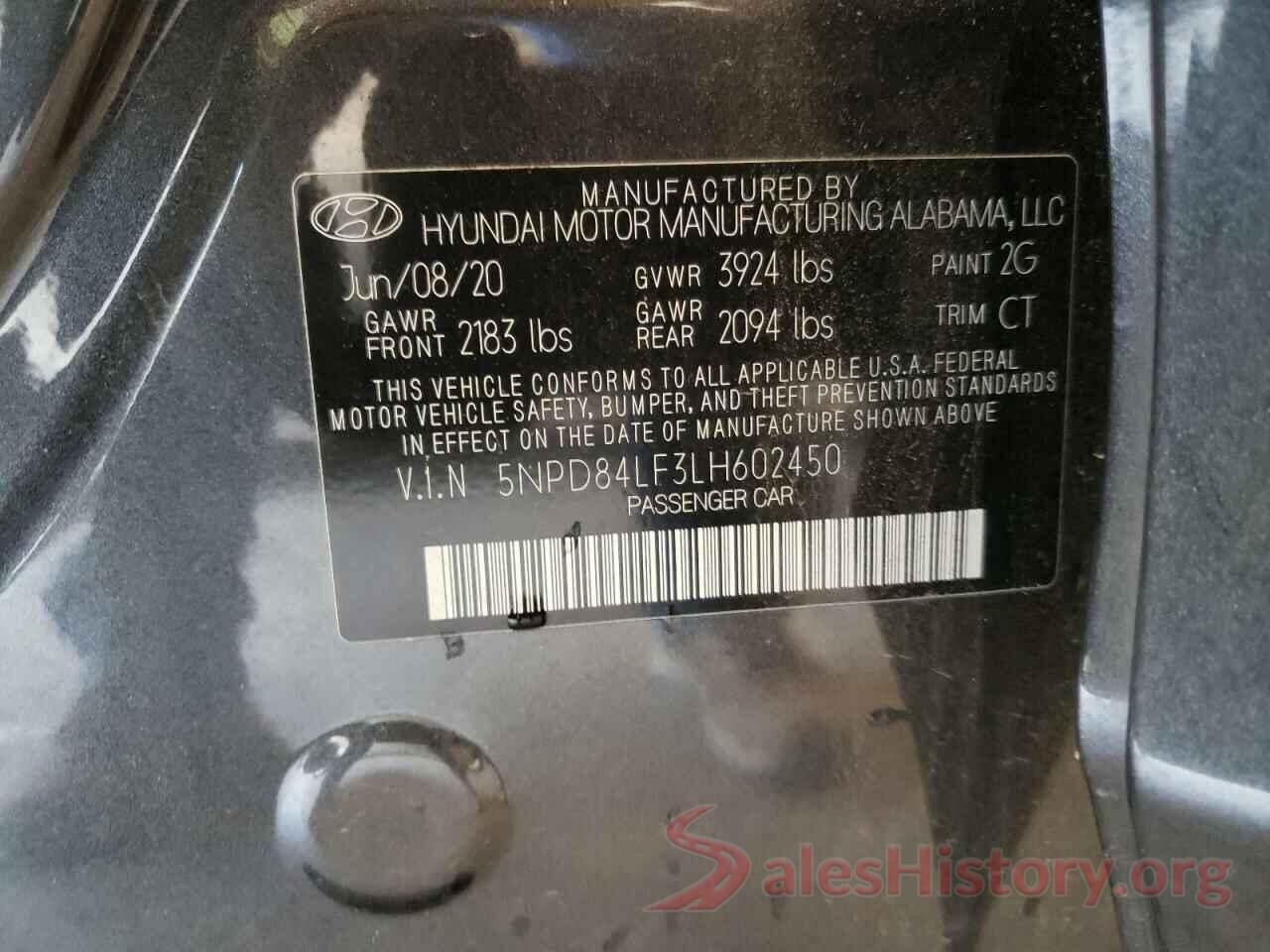 5NPD84LF3LH602450 2020 HYUNDAI ELANTRA