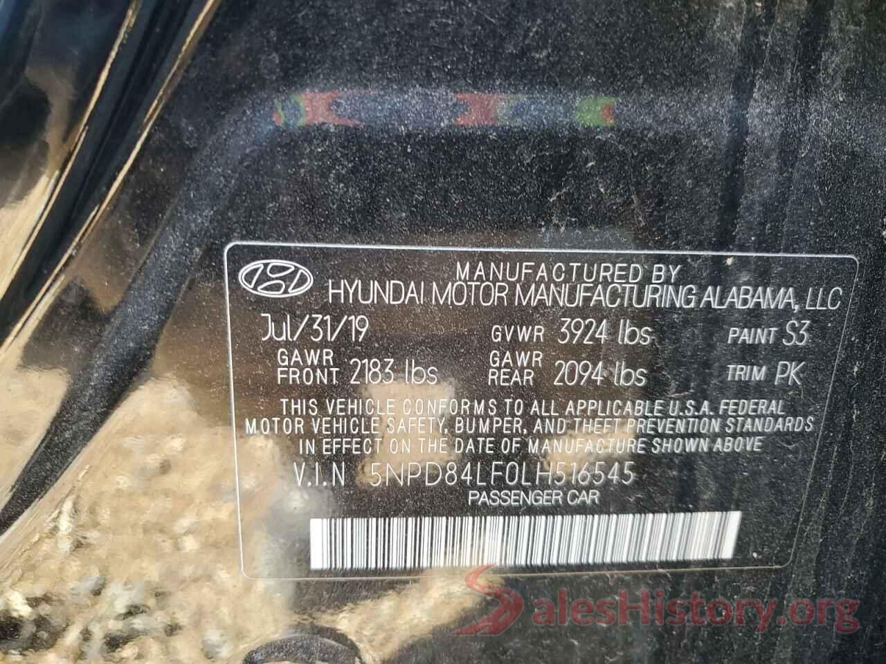 5NPD84LF0LH516545 2020 HYUNDAI ELANTRA