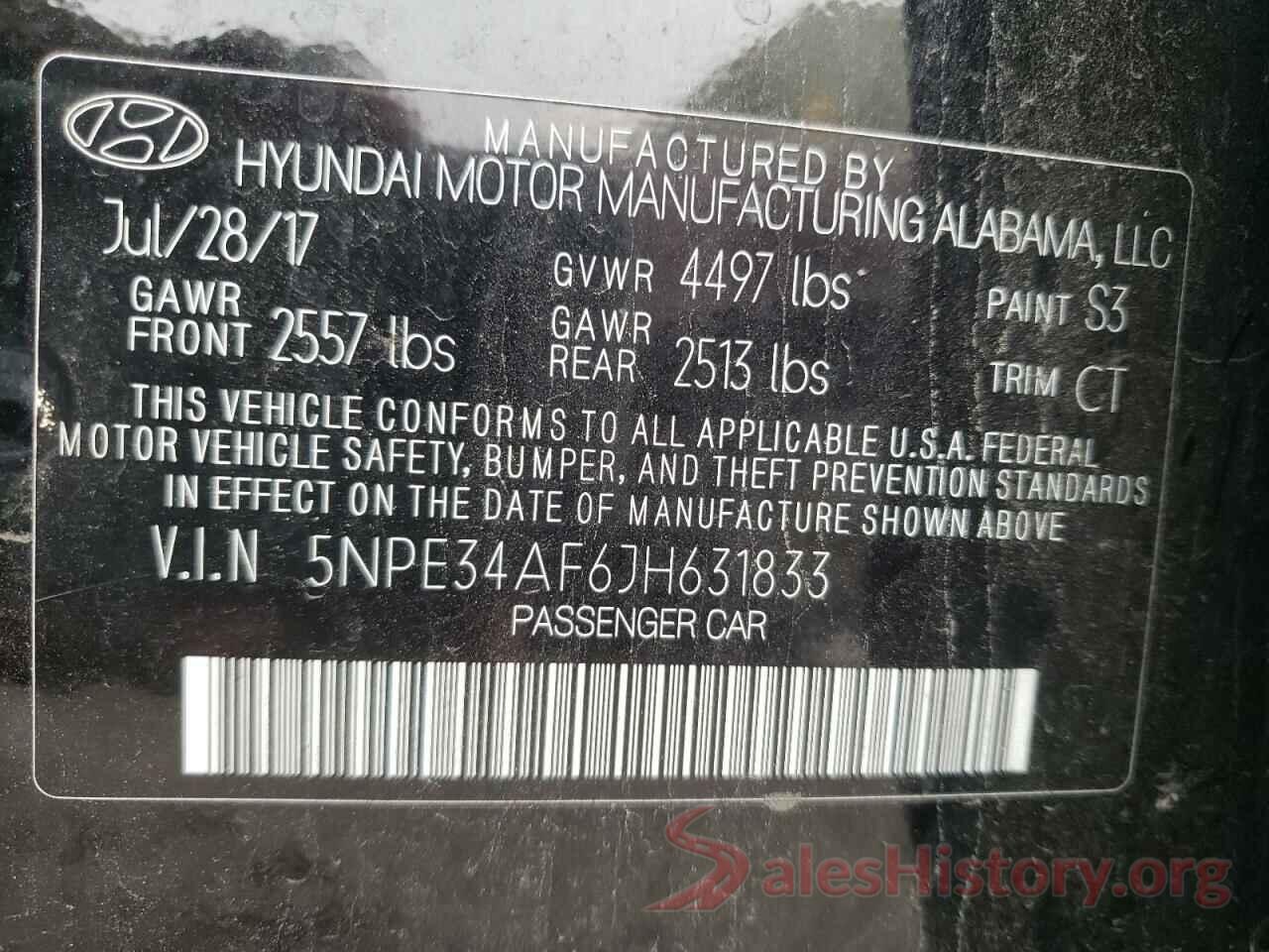 5NPE34AF6JH631833 2018 HYUNDAI SONATA