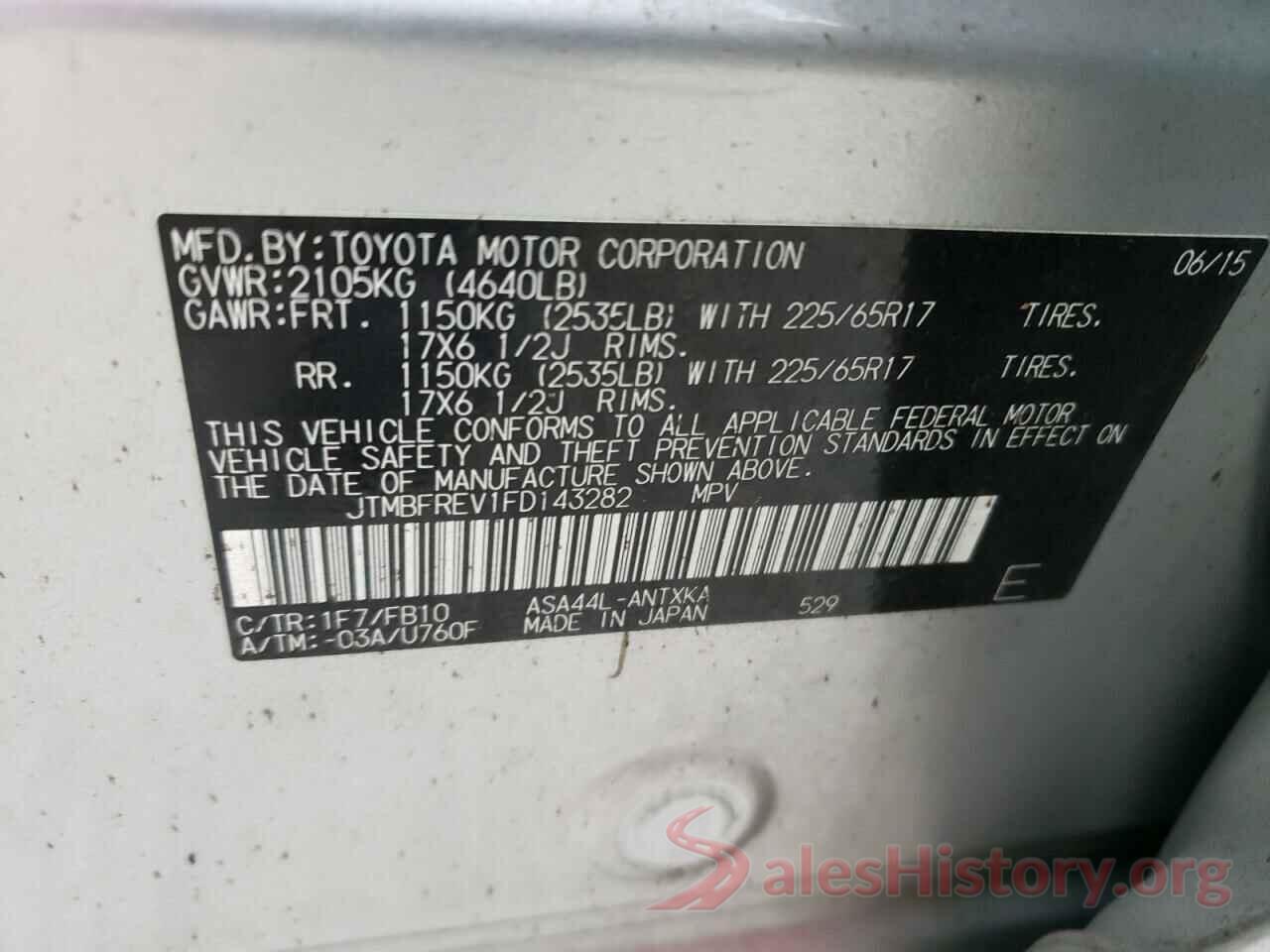 JTMBFREV1FD143282 2015 TOYOTA RAV4