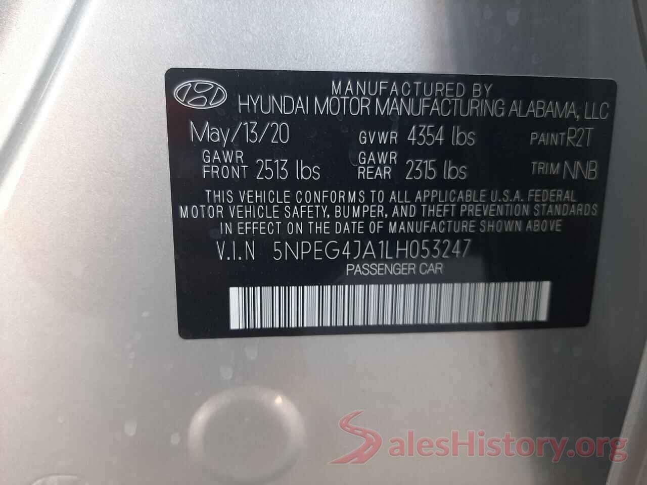 5NPEG4JA1LH053247 2020 HYUNDAI SONATA