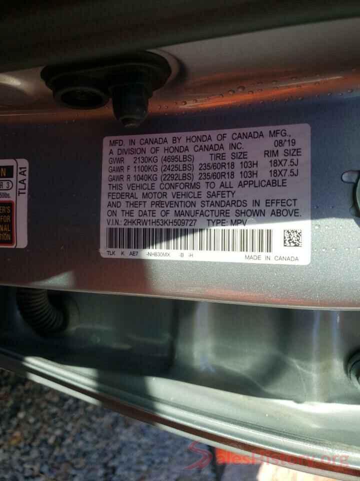 2HKRW1H53KH509727 2019 HONDA CRV