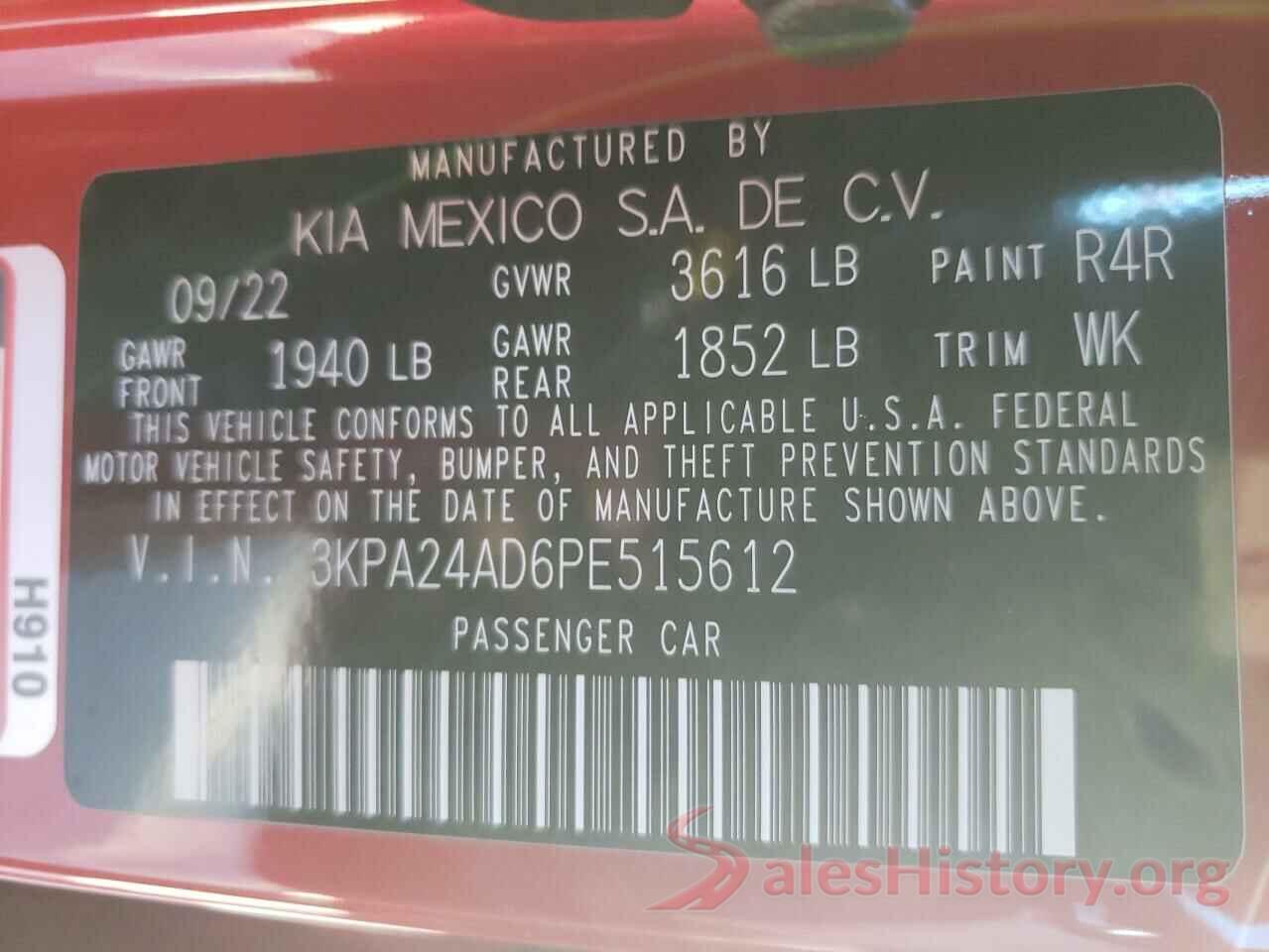 3KPA24AD6PE515612 2023 KIA RIO