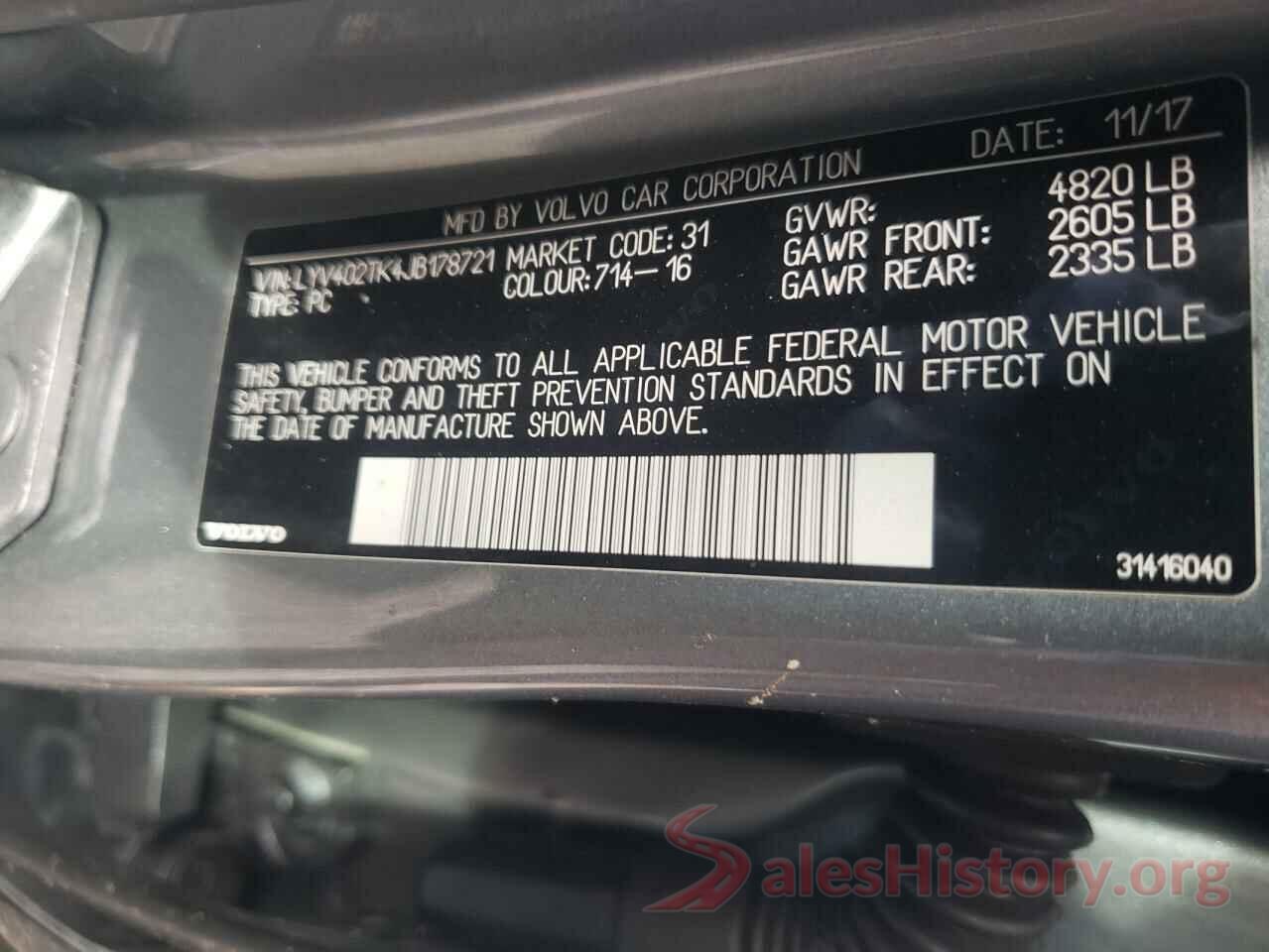 LYV402TK4JB178721 2018 VOLVO S60