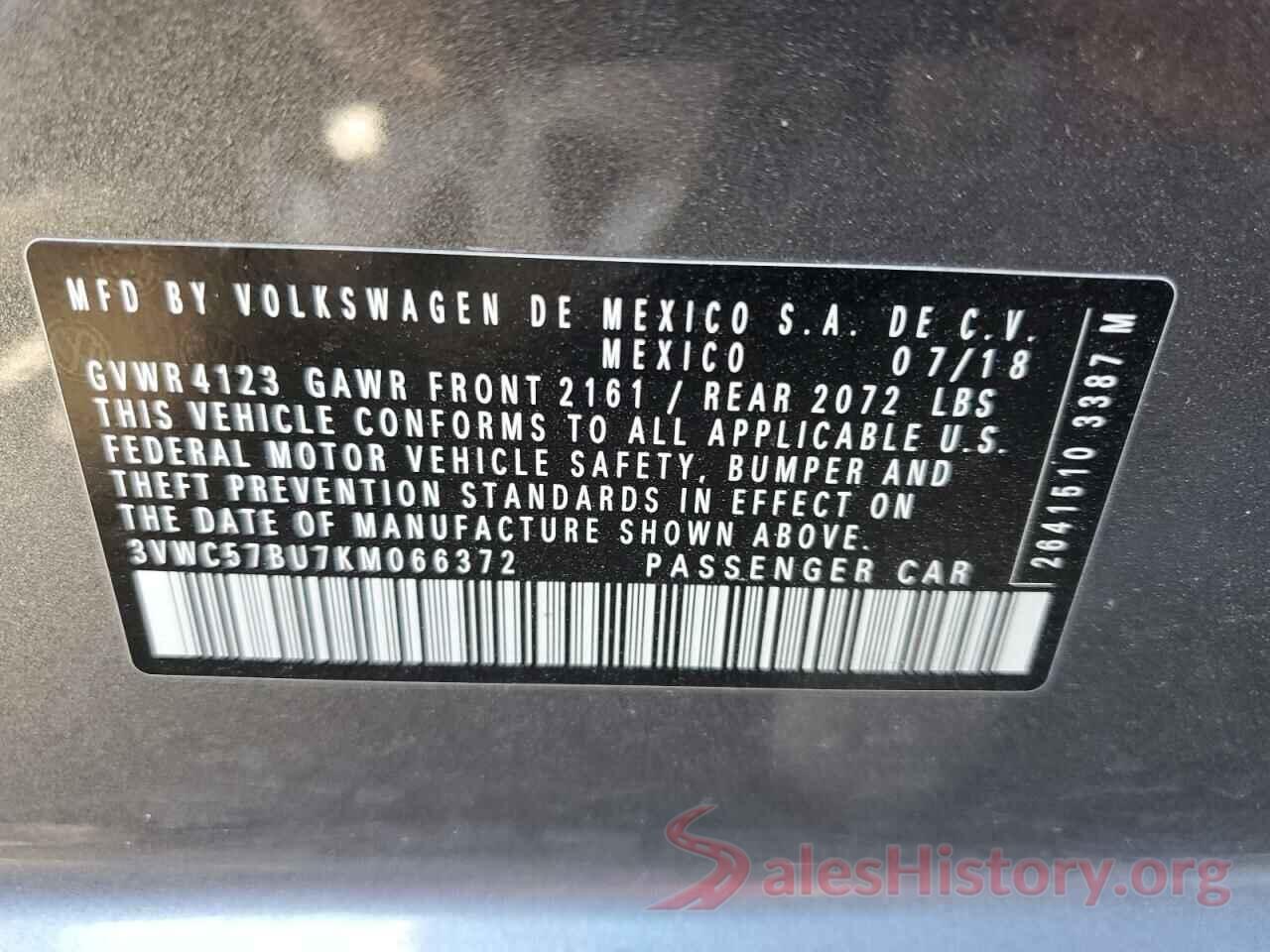 3VWC57BU7KM066372 2019 VOLKSWAGEN JETTA