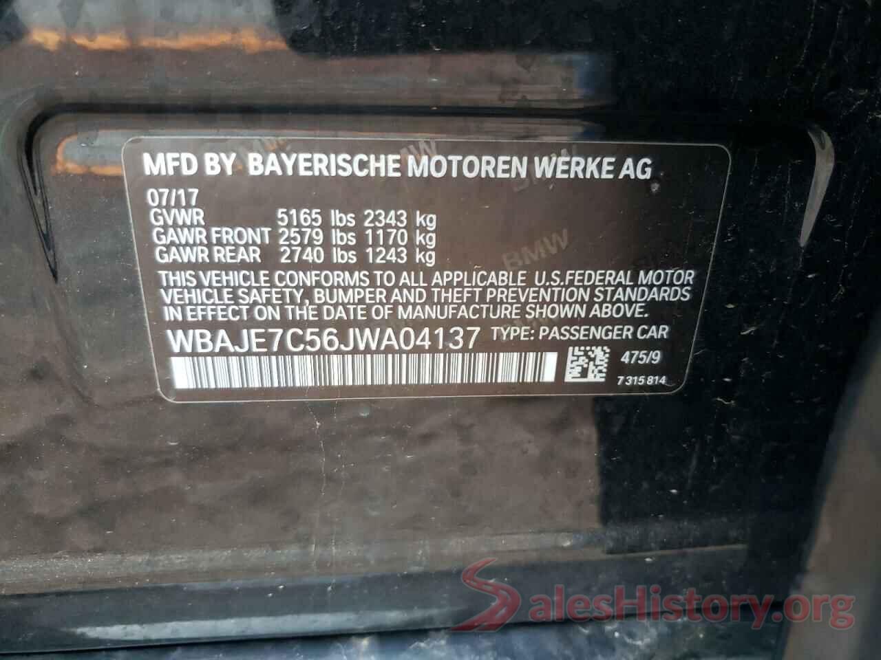 WBAJE7C56JWA04137 2018 BMW 5 SERIES