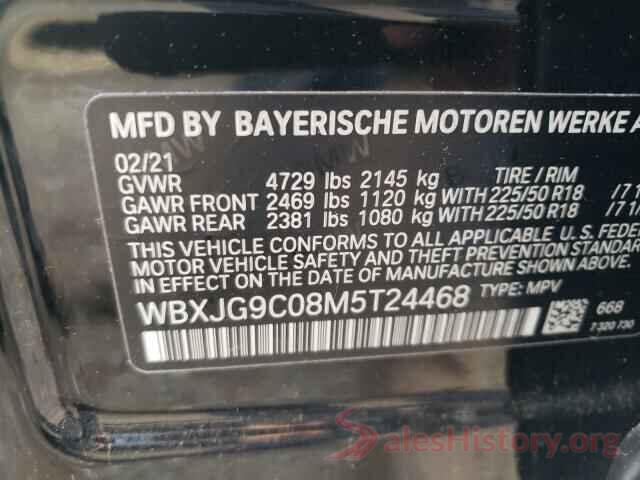 WBXJG9C08M5T24468 2021 BMW X1