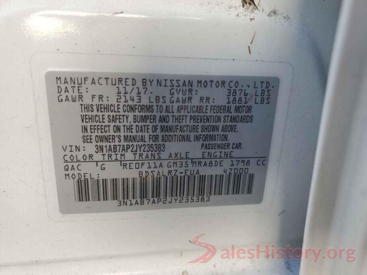 3N1AB7AP2JY235383 2018 NISSAN SENTRA