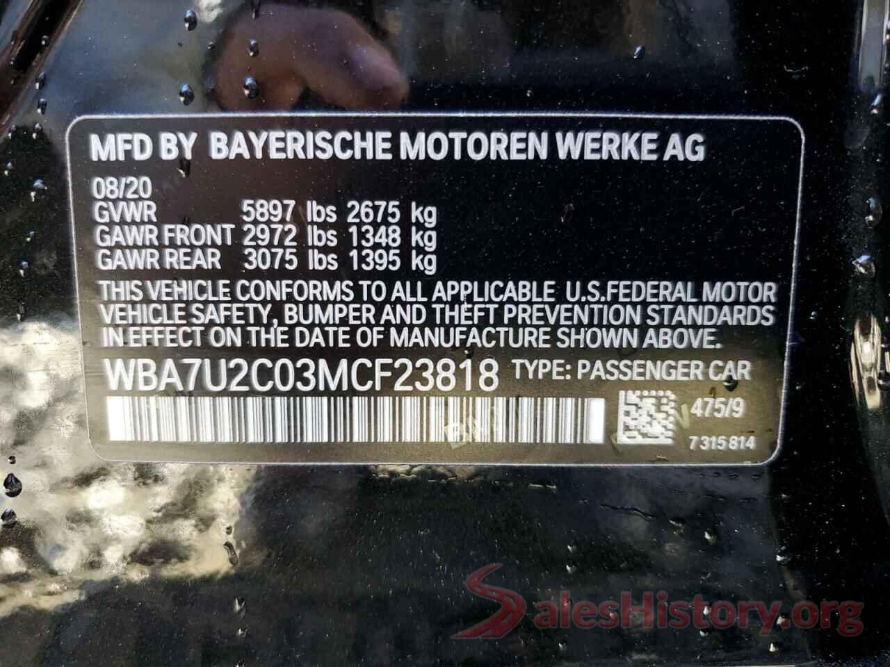 WBA7U2C03MCF23818 2021 BMW 7 SERIES