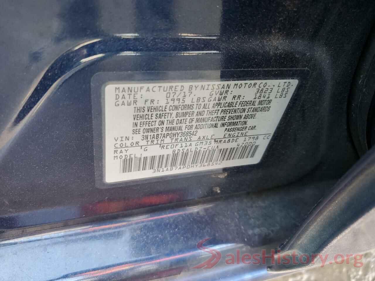 3N1AB7AP0HY368542 2017 NISSAN SENTRA