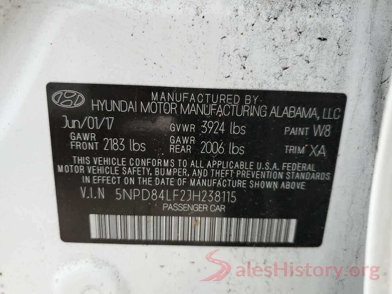 5NPD84LF2JH238115 2018 HYUNDAI ELANTRA