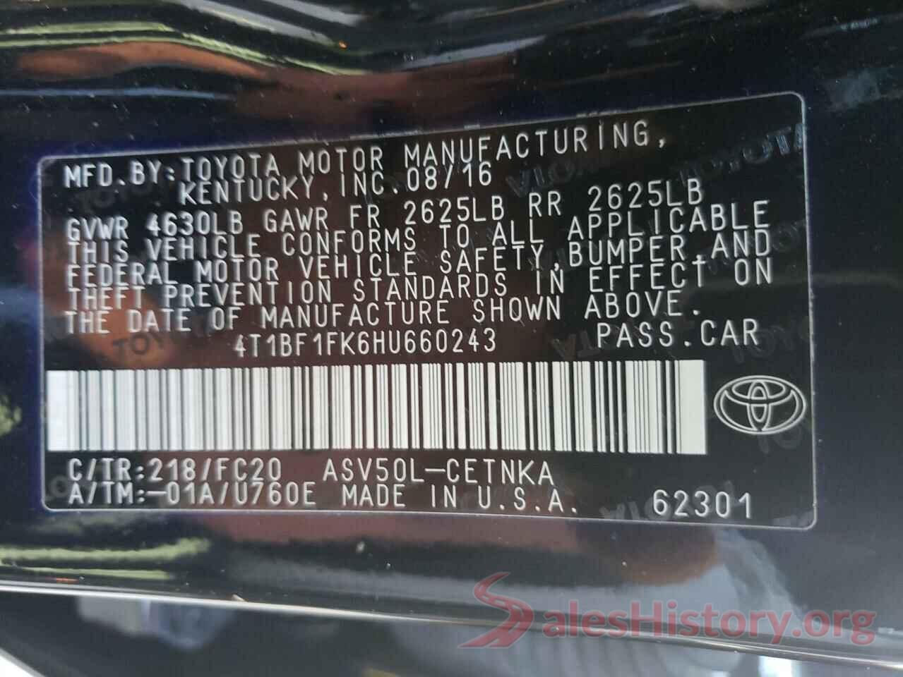 4T1BF1FK6HU660243 2017 TOYOTA CAMRY