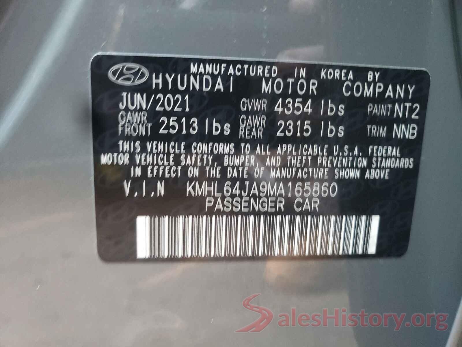 KMHL64JA9MA165860 2021 HYUNDAI SONATA