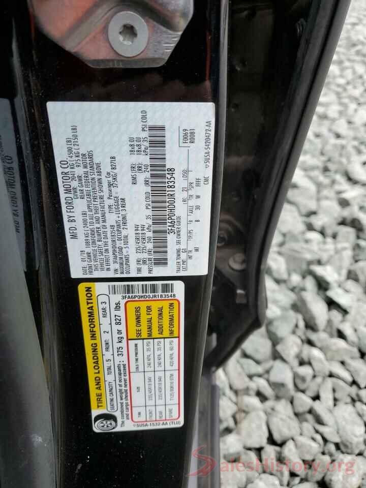 3FA6P0HD0JR183548 2018 FORD FUSION