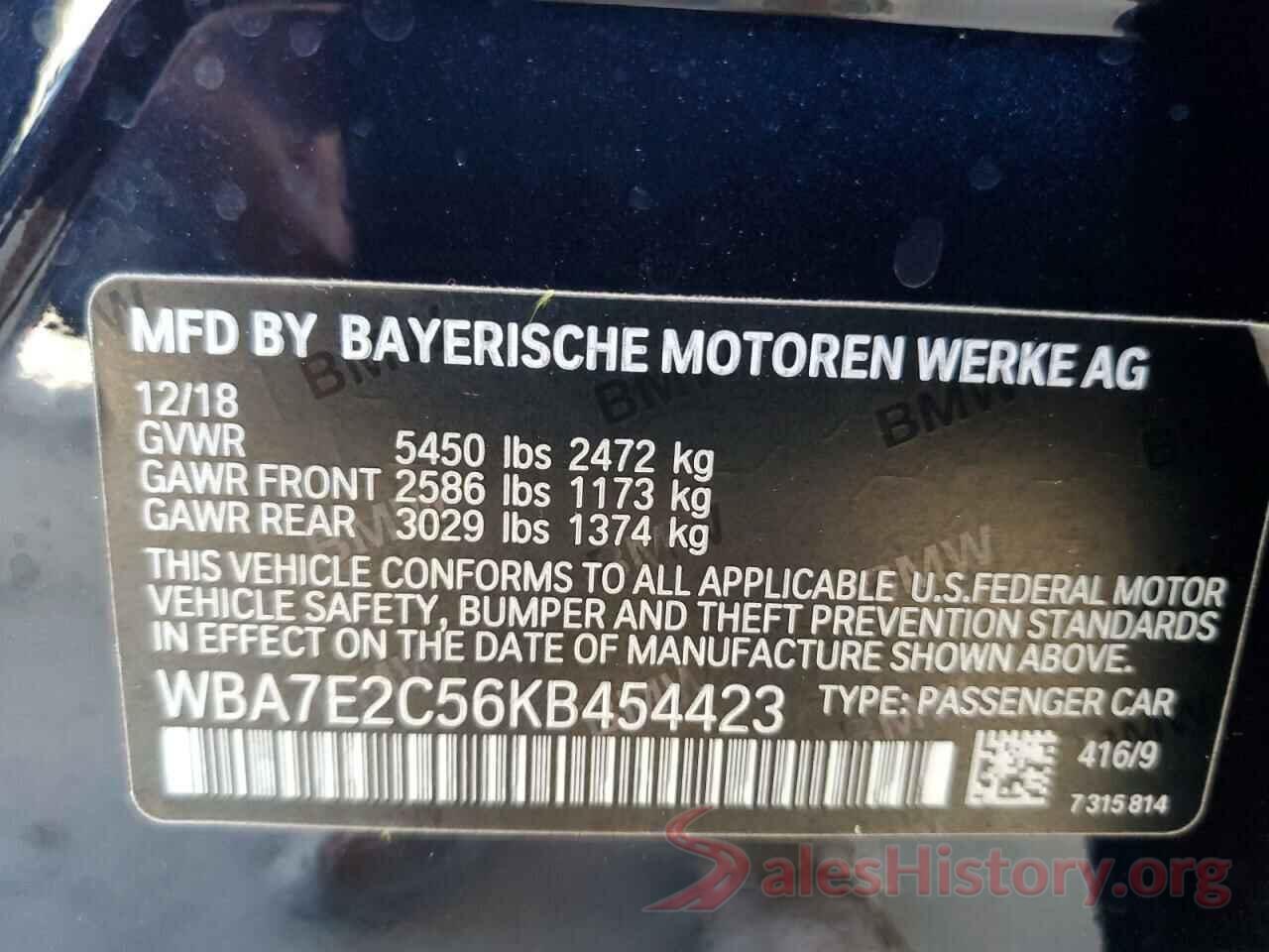 WBA7E2C56KB454423 2019 BMW 7 SERIES