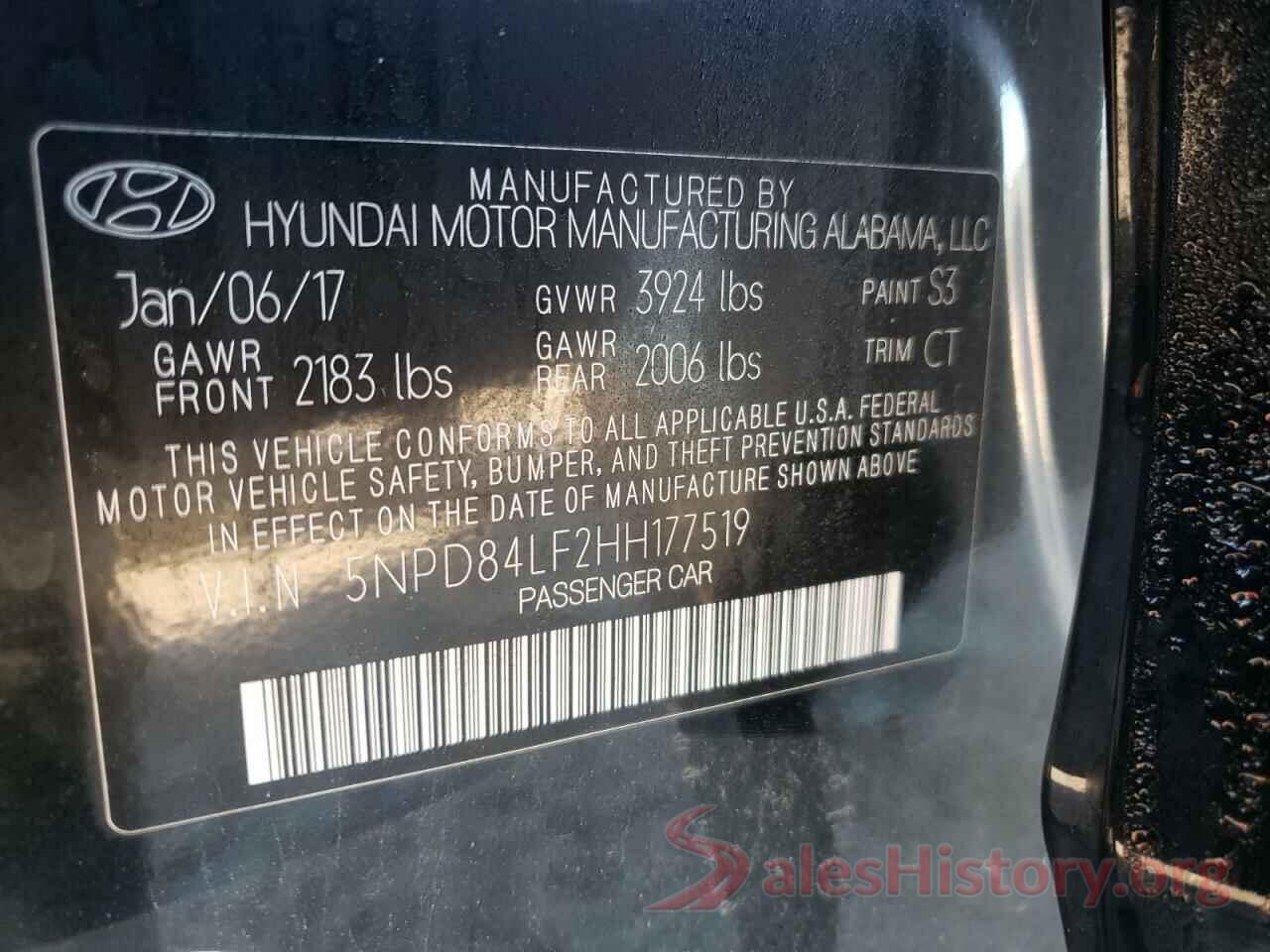 5NPD84LF2HH177519 2017 HYUNDAI ELANTRA