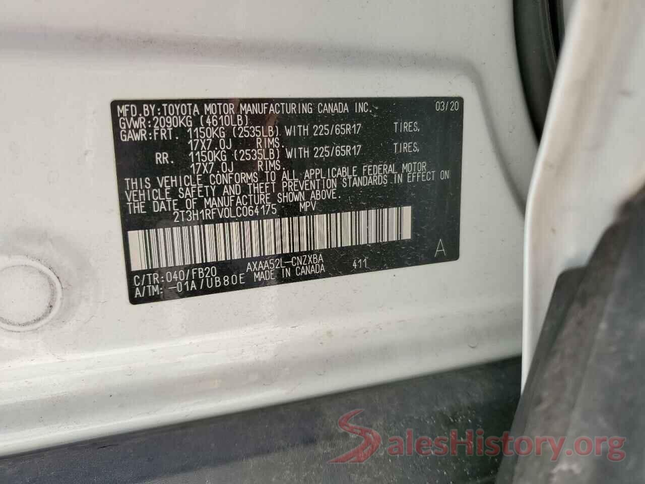 2T3H1RFV0LC064175 2020 TOYOTA RAV4