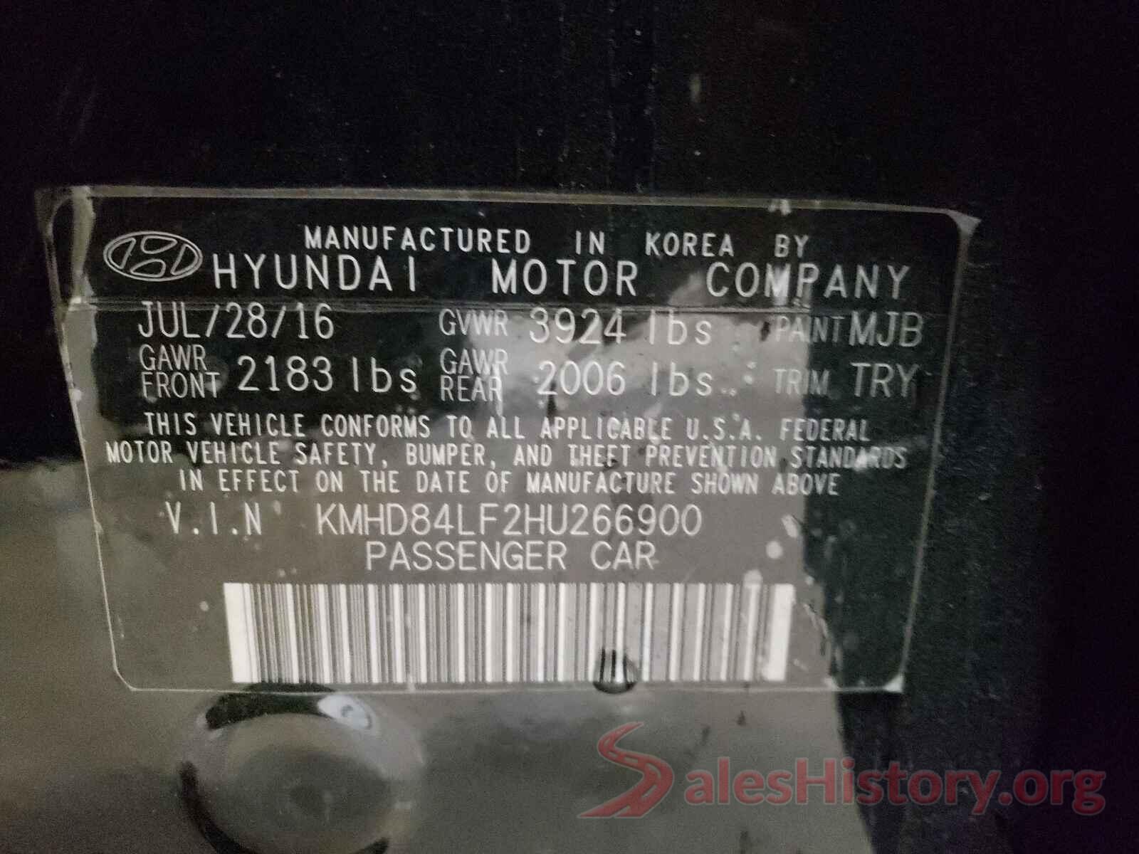 KMHD84LF2HU266900 2017 HYUNDAI ELANTRA