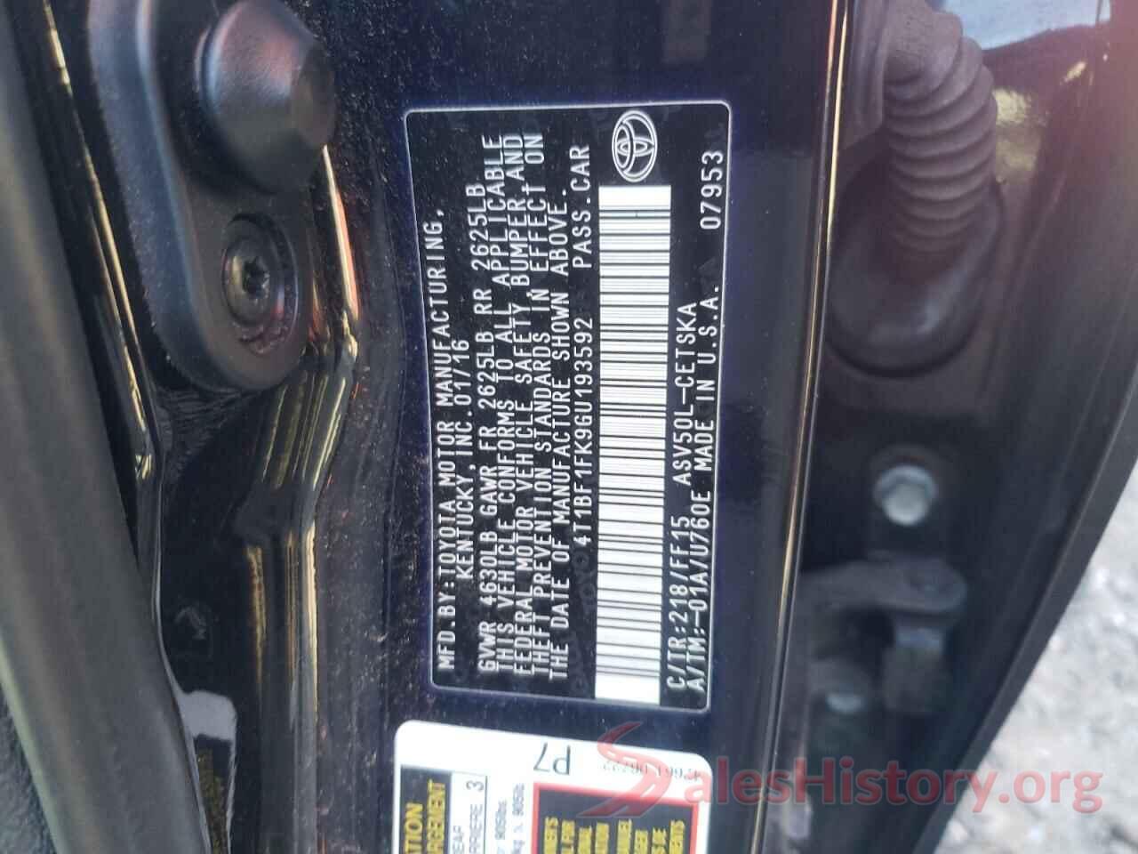 4T1BF1FK9GU193592 2016 TOYOTA CAMRY