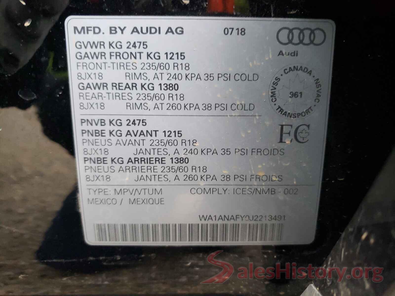 WA1ANAFY0J2213491 2018 AUDI Q5