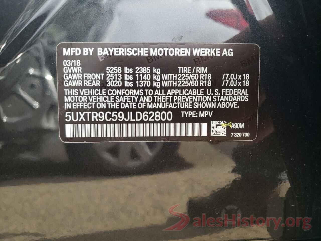 5UXTR9C59JLD62800 2018 BMW X3