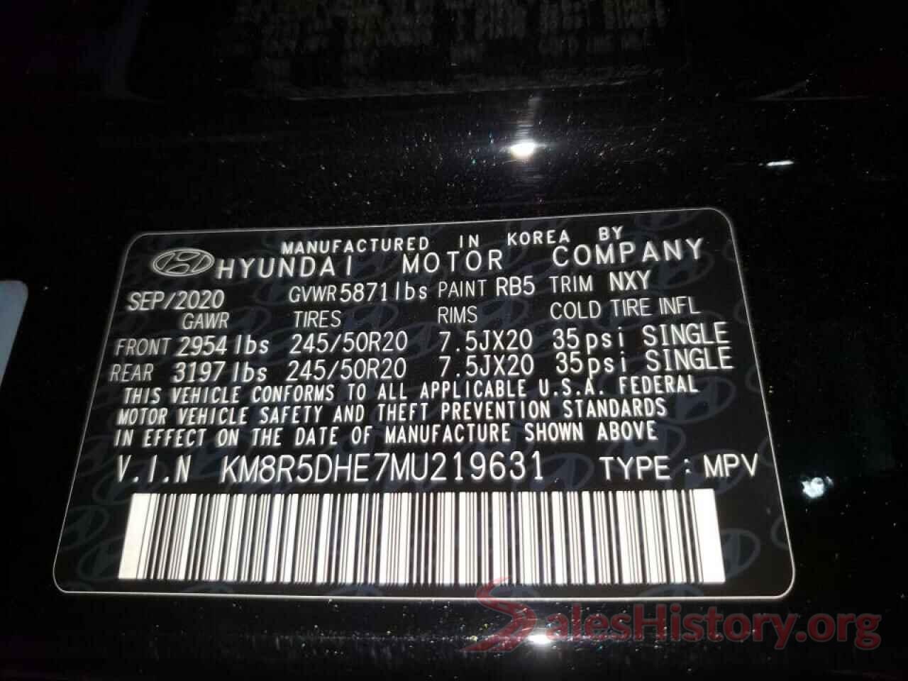 KM8R5DHE7MU219631 2021 HYUNDAI PALISADE