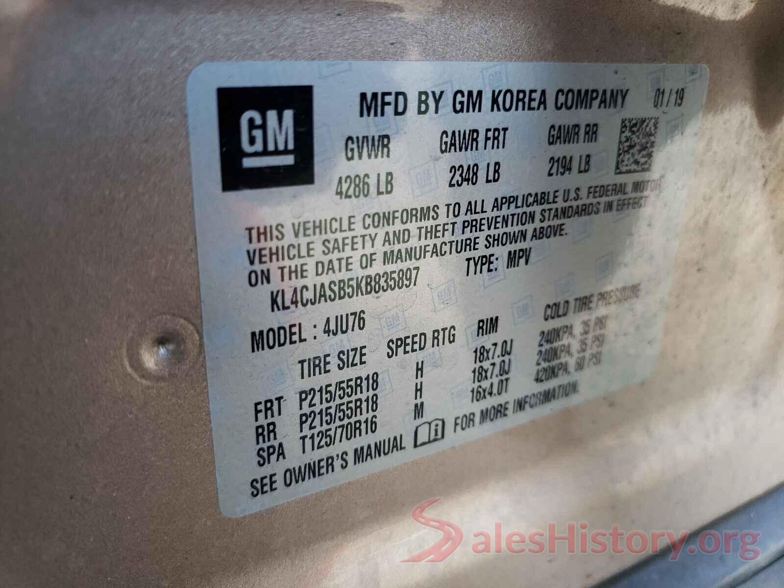 KL4CJASB5KB835897 2019 BUICK ENCORE