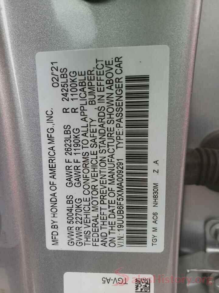 19UUB6F5XMA009291 2021 ACURA TLX