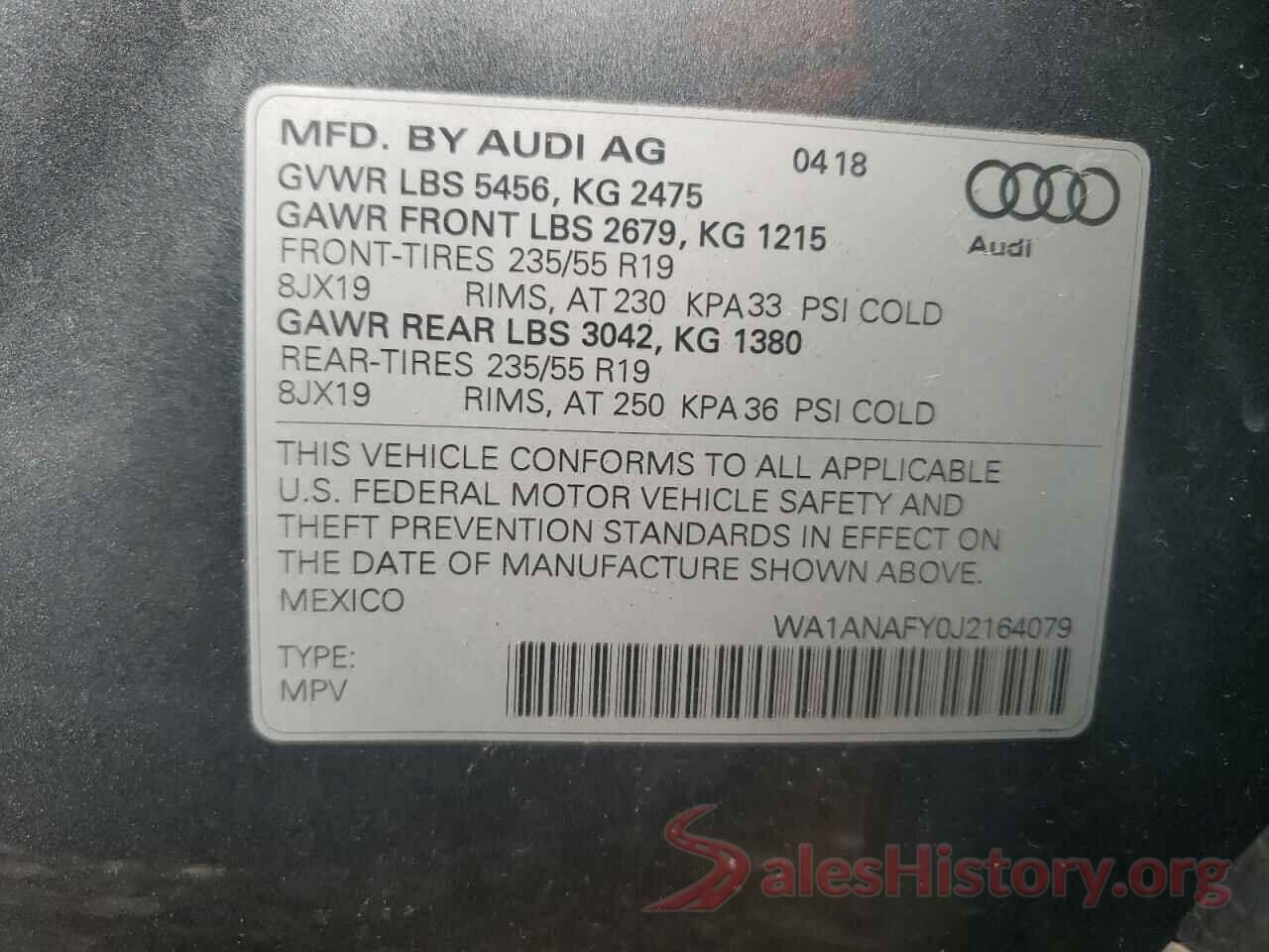 WA1ANAFY0J2164079 2018 AUDI Q5