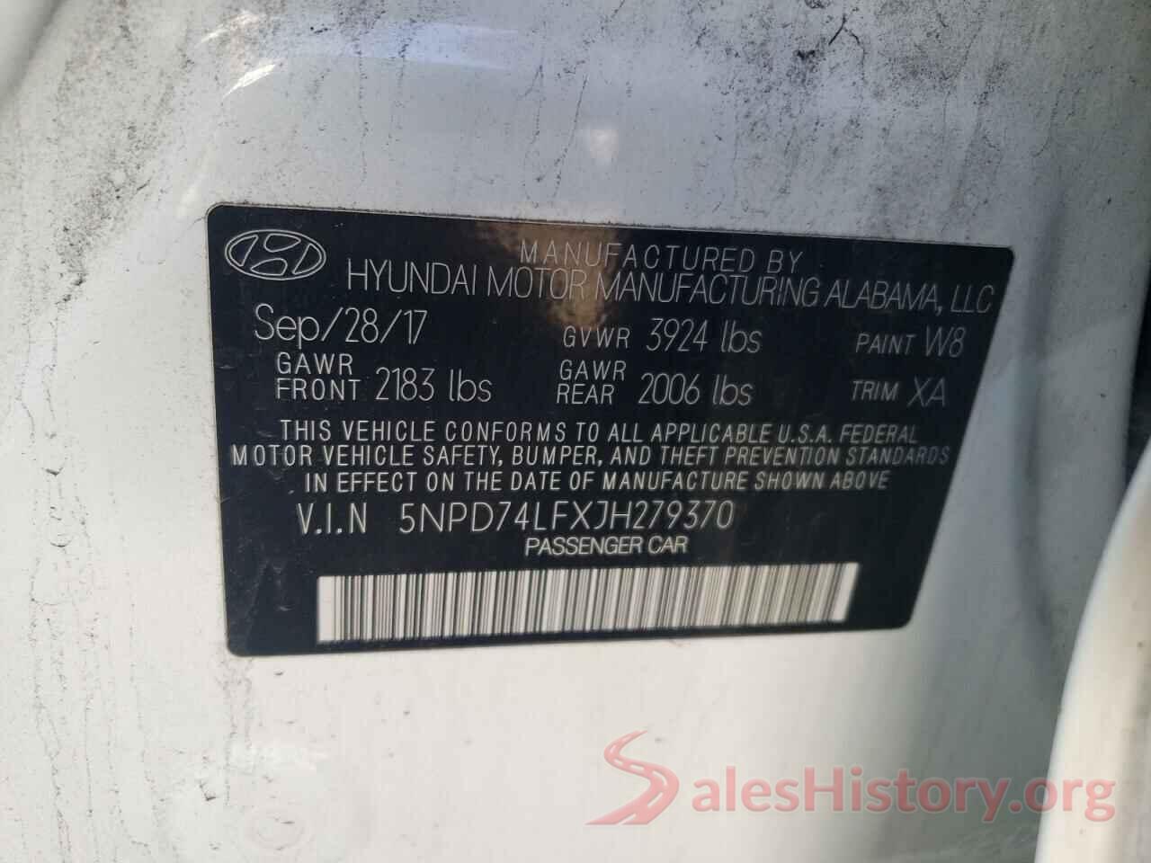 5NPD74LFXJH279370 2018 HYUNDAI ELANTRA