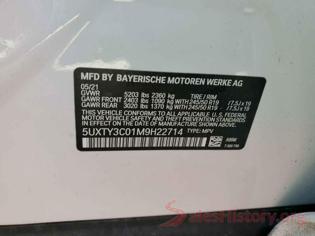 5UXTY3C01M9H22714 2021 BMW X3