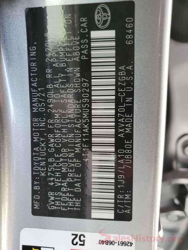 4T1F11AK5MU590297 2021 TOYOTA CAMRY