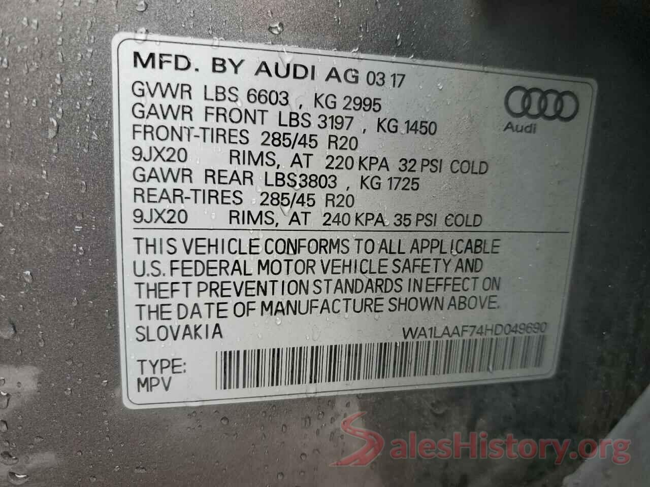 WA1LAAF74HD049690 2017 AUDI Q7