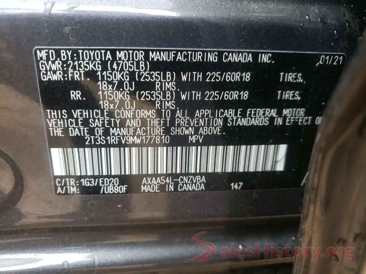 2T3S1RFV9MW177810 2021 TOYOTA RAV4