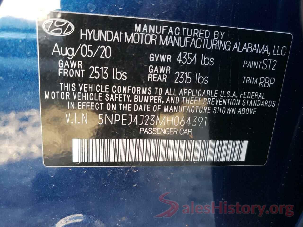 5NPEJ4J23MH064391 2021 HYUNDAI SONATA