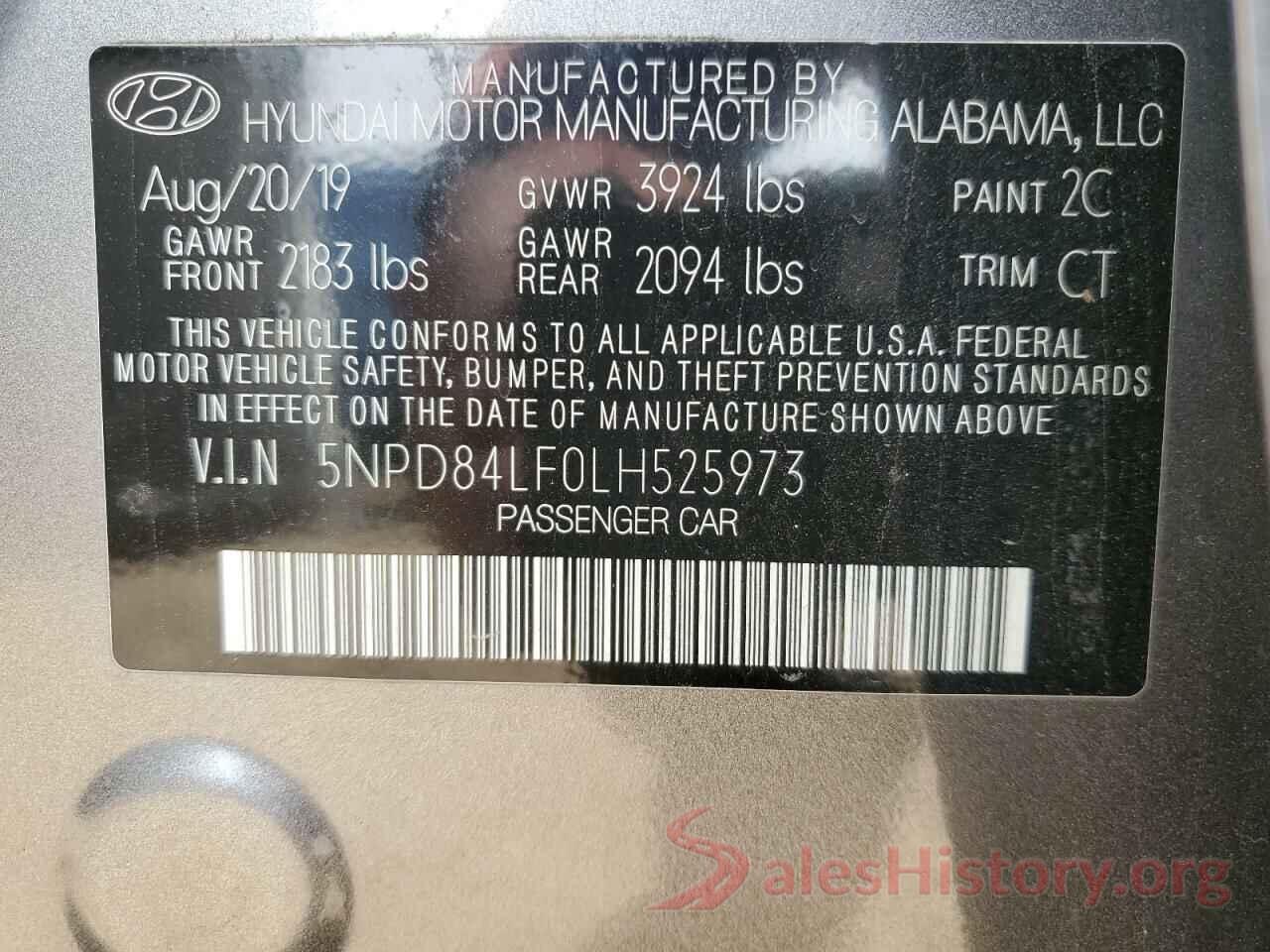 5NPD84LF0LH525973 2020 HYUNDAI ELANTRA