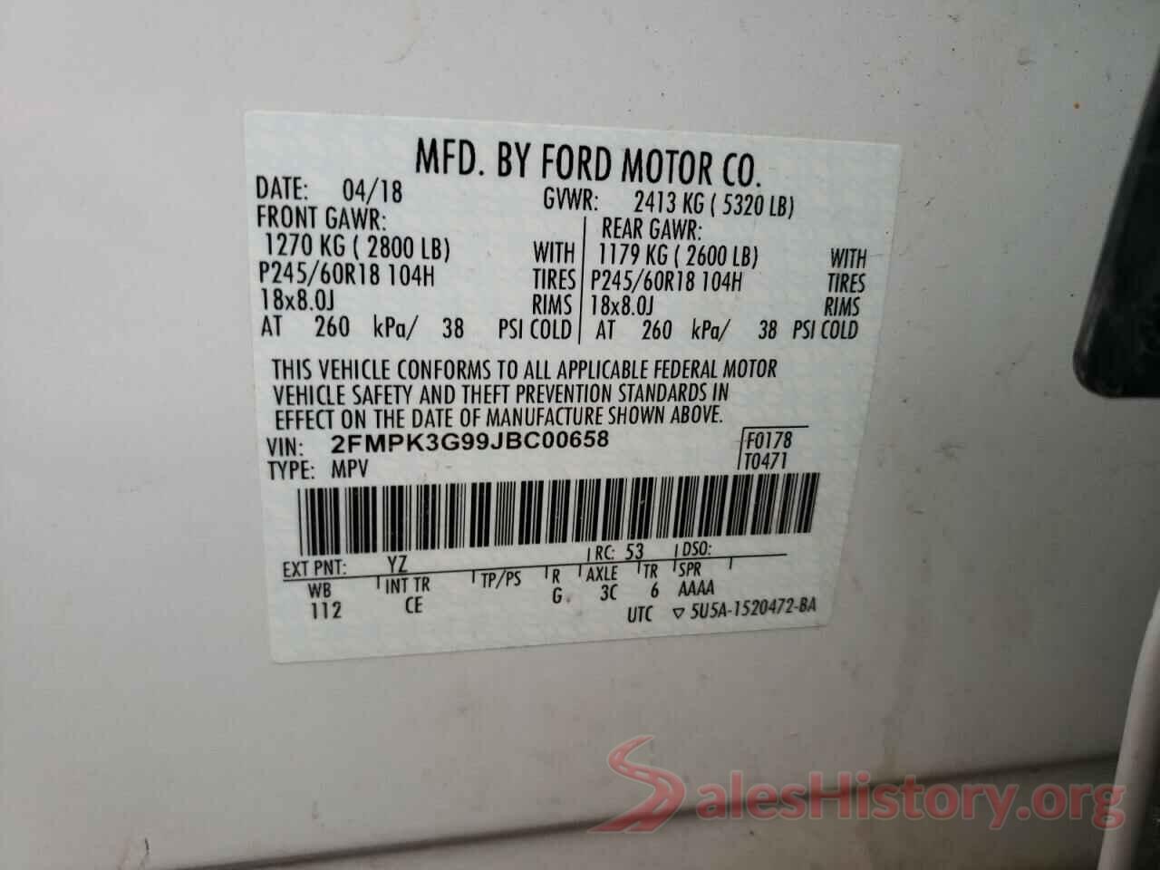 2FMPK3G99JBC00658 2018 FORD EDGE