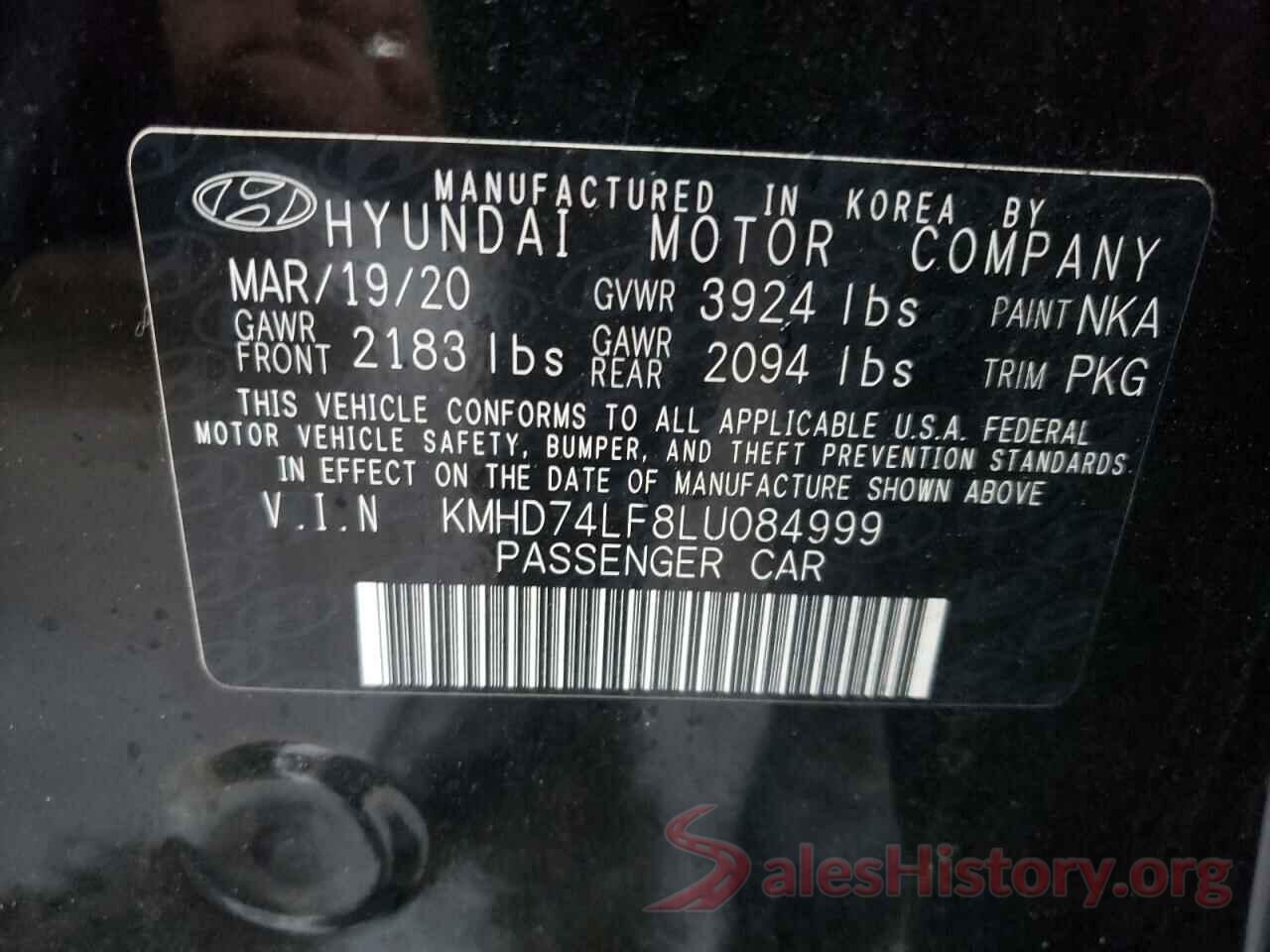 KMHD74LF8LU084999 2020 HYUNDAI ELANTRA