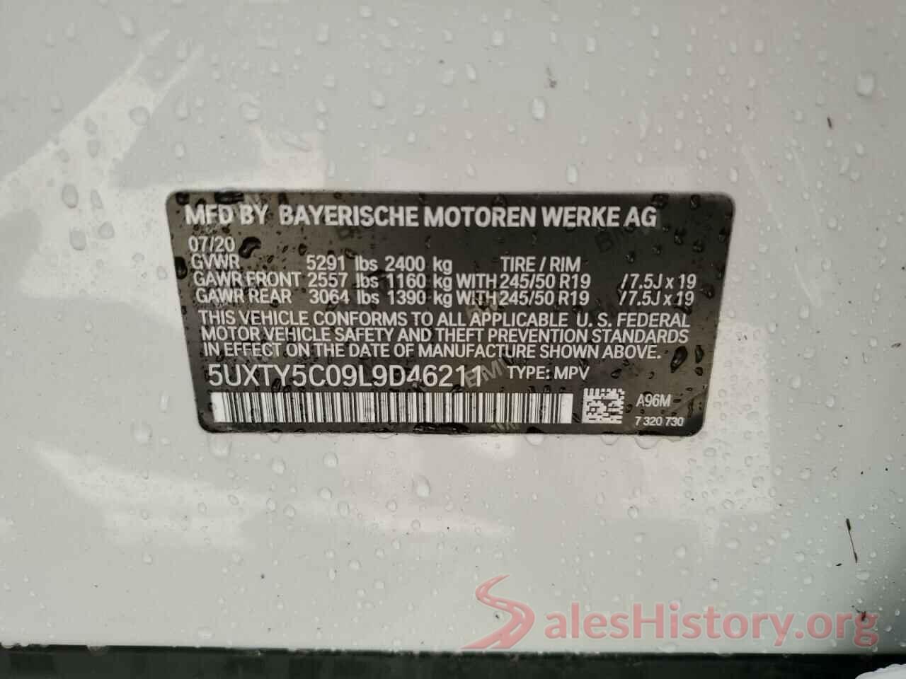 5UXTY5C09L9D46211 2020 BMW X3