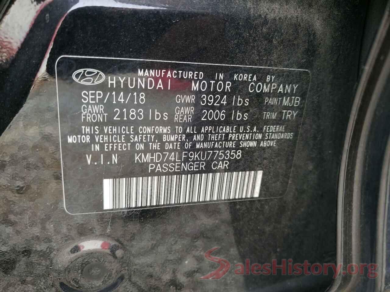 KMHD74LF9KU775358 2019 HYUNDAI ELANTRA