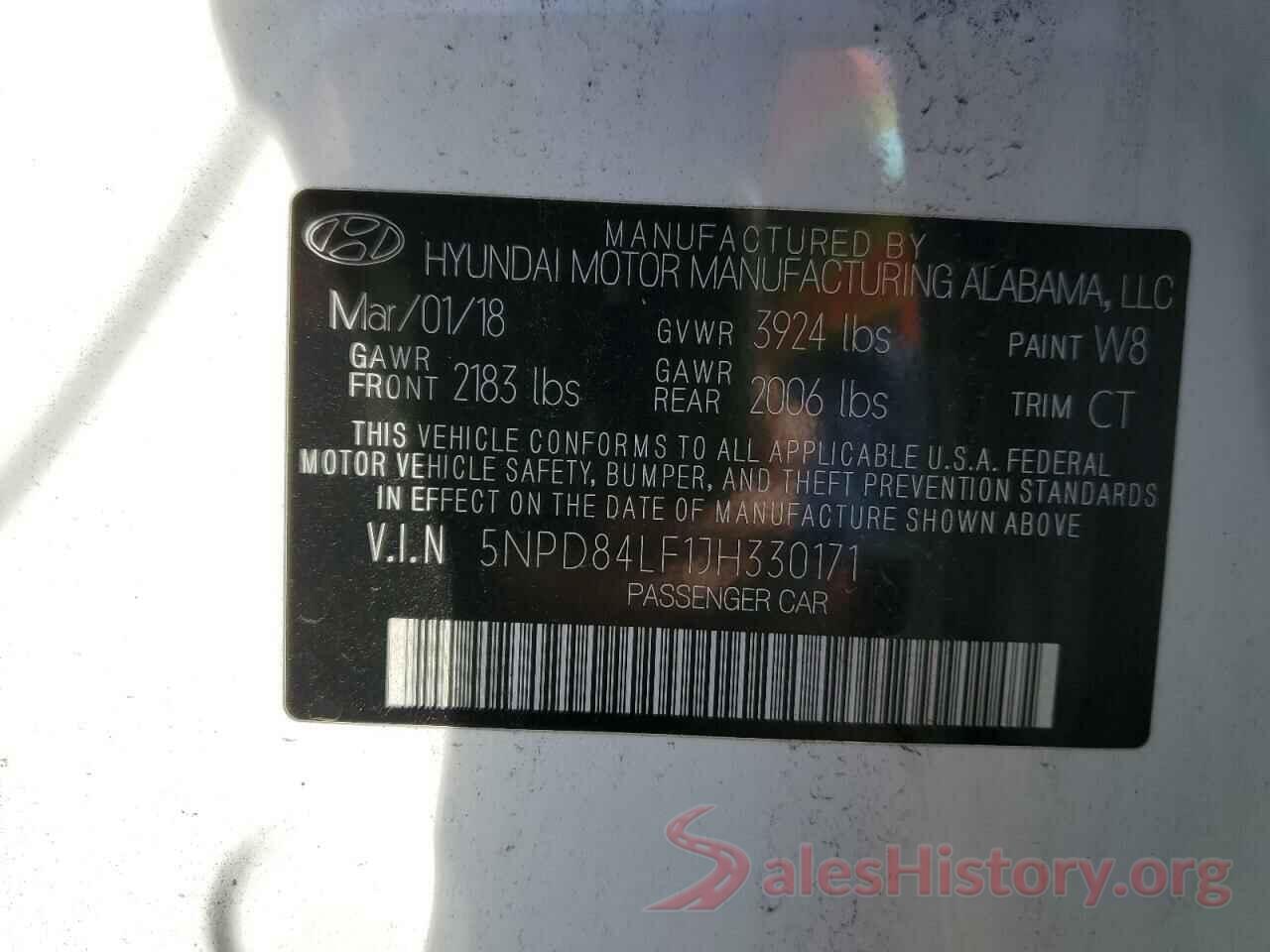 5NPD84LF1JH330171 2018 HYUNDAI ELANTRA