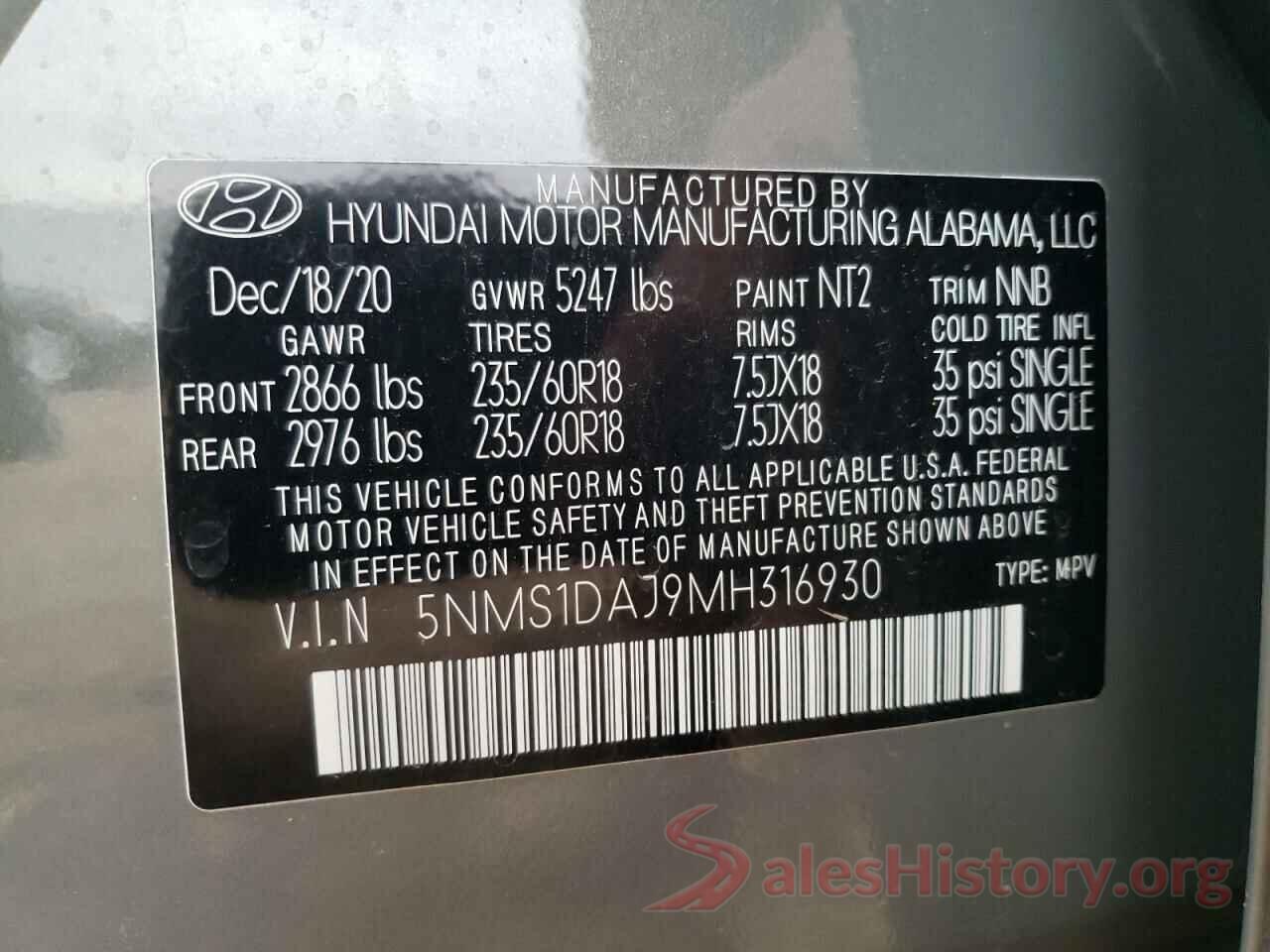 5NMS1DAJ9MH316930 2021 HYUNDAI SANTA FE